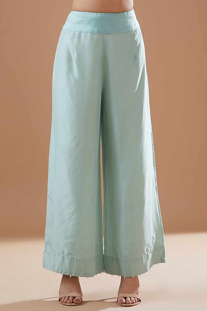 Powder Blue Embroidered Kurta Set by Minaxi Dadoo at Pernia's Pop Up Shop