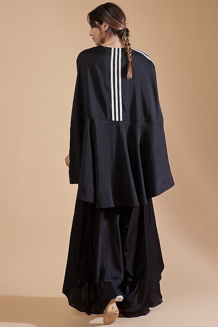 Black Dupion Cape Set by Minaxi Dadoo at Pernia's Pop Up Shop