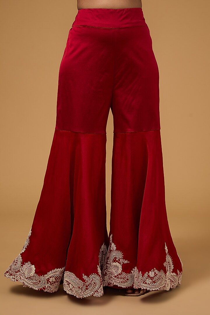 Red Silk Dori Work Tunic Set by Minaxi Dadoo at Pernia's Pop Up Shop