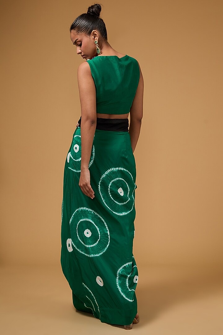 Green Silk Tie & Dye Butterfly Cape Set by Minaxi Dadoo at Pernia's Pop Up Shop