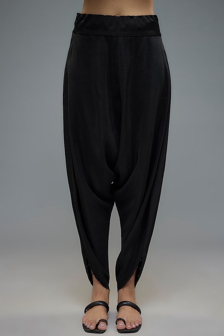 Black Dupion Thread & Mirror Embroidered Cape Set by Minaxi Dadoo at Pernia's Pop Up Shop
