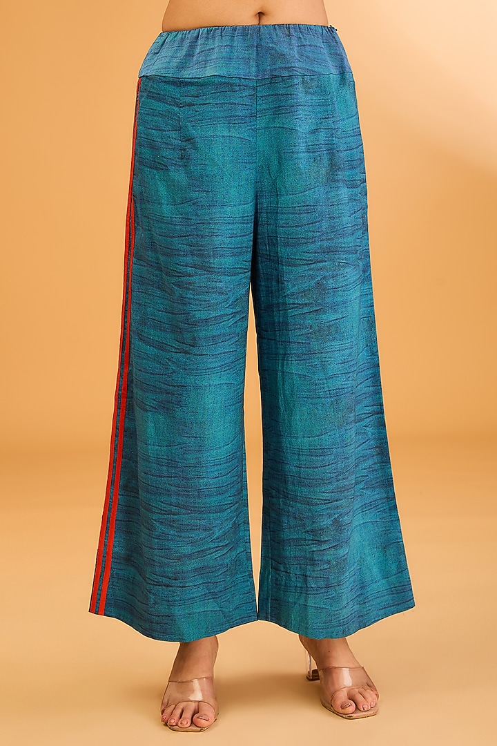 Blue Silk Printed Kaftan Set by Minaxi Dadoo at Pernia's Pop Up Shop