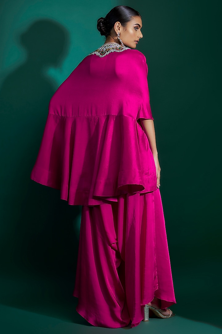 Rani Pink Dupion Cape Set by Minaxi Dadoo at Pernia's Pop Up Shop