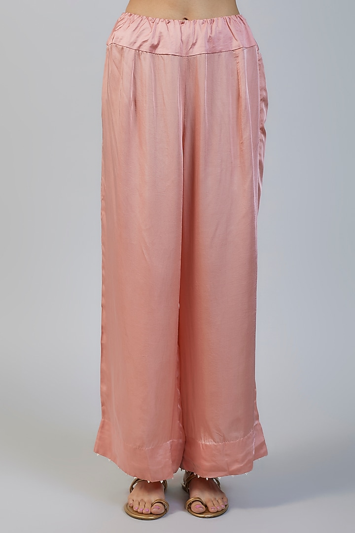 Pink Silk Silver Thread Embroidered Straight Kurta Set by Minaxi Dadoo at Pernia's Pop Up Shop