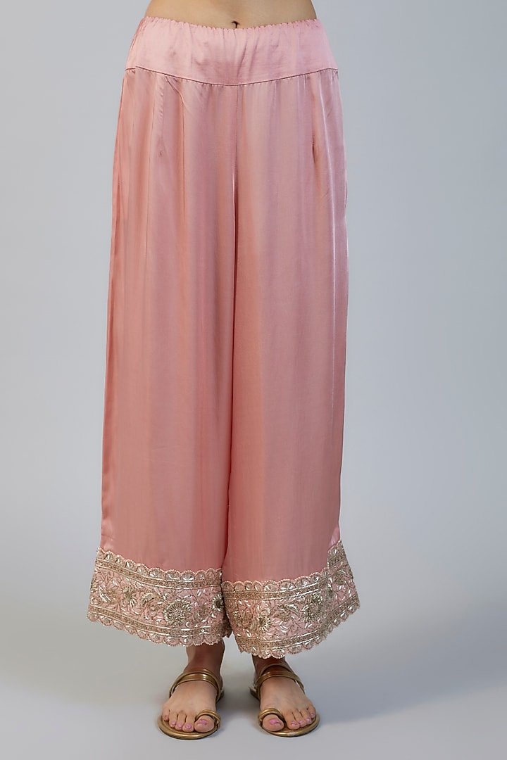 Pink Silk Dori Embroidered Kaftan Set by Minaxi Dadoo at Pernia's Pop Up Shop