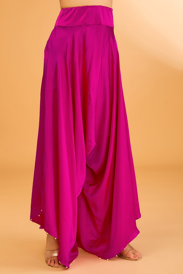 Rani Pink Dupion Pearl Work Short Kurta Set by Minaxi Dadoo at Pernia's Pop Up Shop