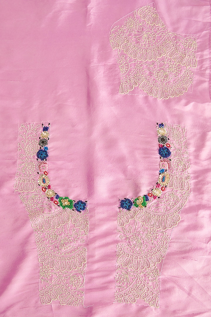Lavender Organza Pearl Embroidered Reception Saree Set by Minaxi Dadoo at Pernia's Pop Up Shop