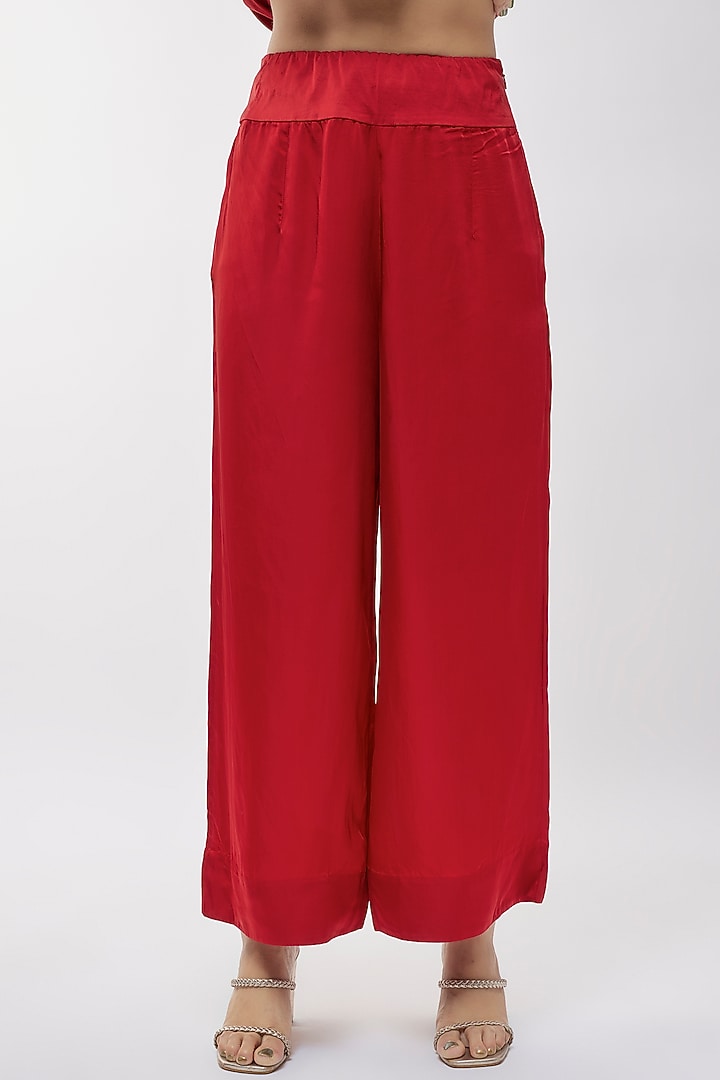 Red Dupion Dori Work Short Kurta Set by Minaxi Dadoo at Pernia's Pop Up Shop