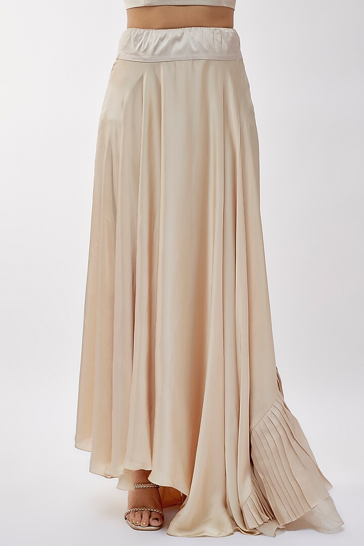 Beige Silk & Organza Skirt Set by Minaxi Dadoo at Pernia's Pop Up Shop