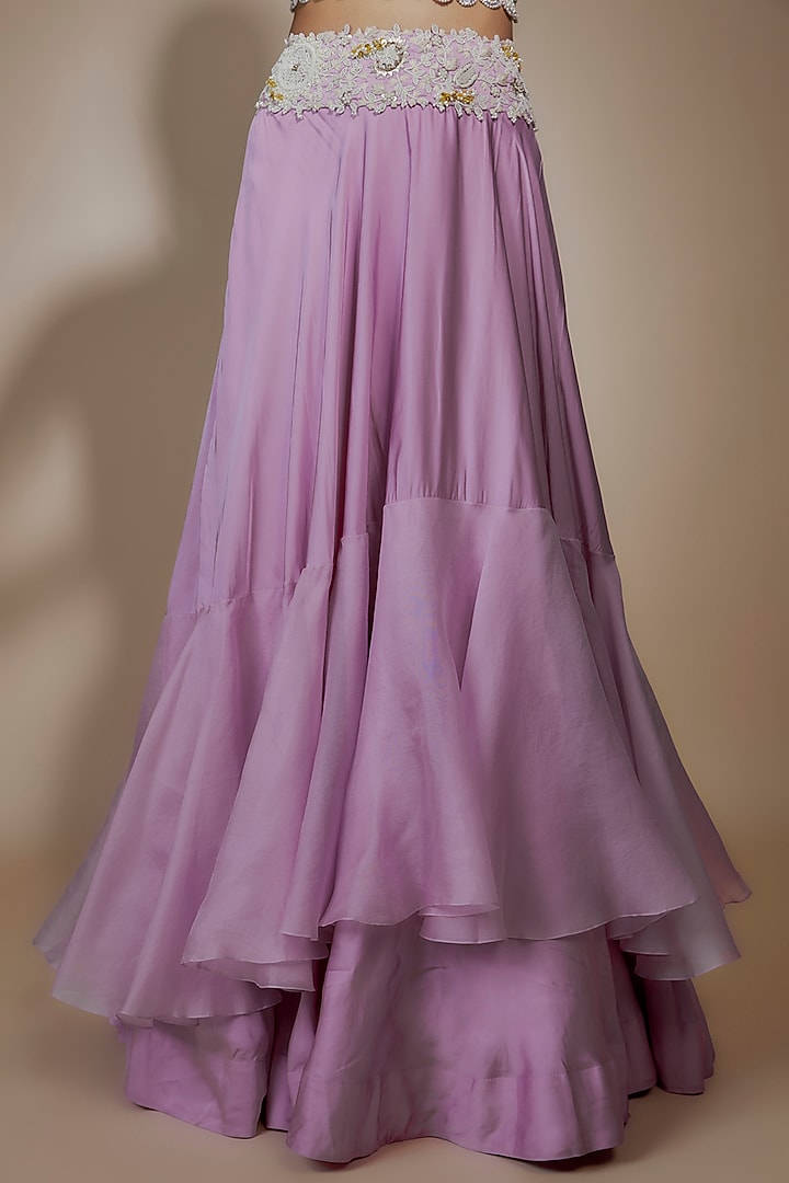 Lavender Organza Thread & Dori Work Cape Set by Minaxi Dadoo at Pernia's Pop Up Shop