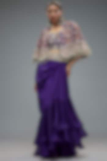 Violet Silk & Organza Ruffled Skirt Set by Minaxi Dadoo at Pernia's Pop Up Shop