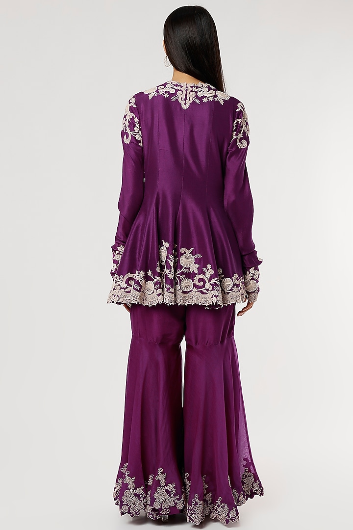 Purple Dupion Silk Kurta Set by Minaxi Dadoo at Pernia's Pop Up Shop