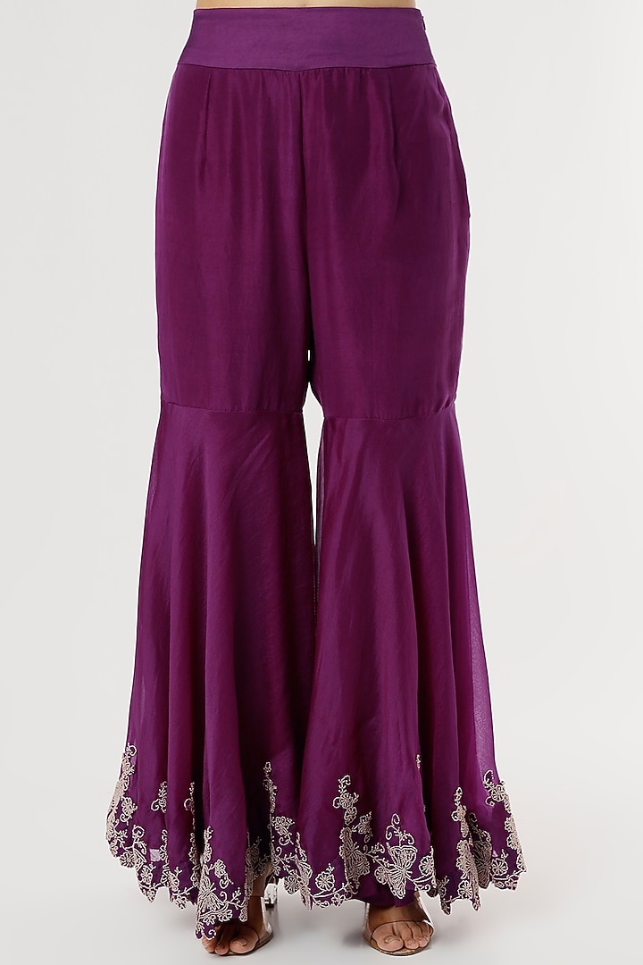 Purple Dupion Silk Kurta Set by Minaxi Dadoo at Pernia's Pop Up Shop