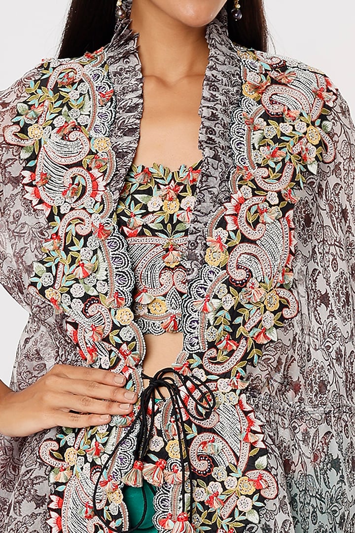 Multi-Colored Printed Cape Set by Minaxi Dadoo at Pernia's Pop Up Shop
