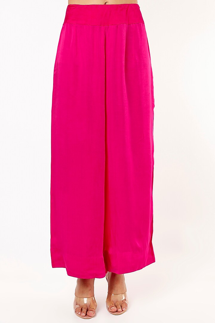 Rani Pink Embroidered Long Straight Kurta Set by Minaxi Dadoo at Pernia's Pop Up Shop