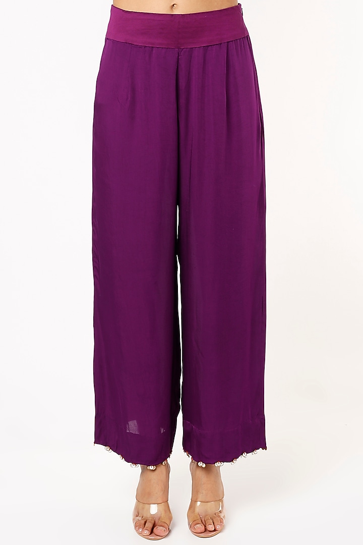 Purple Dupion Long Straight Kurta Set by Minaxi Dadoo at Pernia's Pop Up Shop