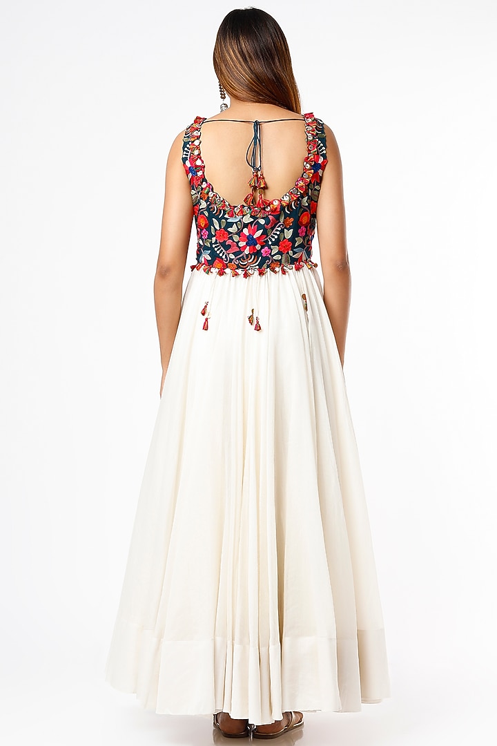 Ivory Chanderi Bridal Anarkali Set by Minaxi Dadoo at Pernia's Pop Up Shop