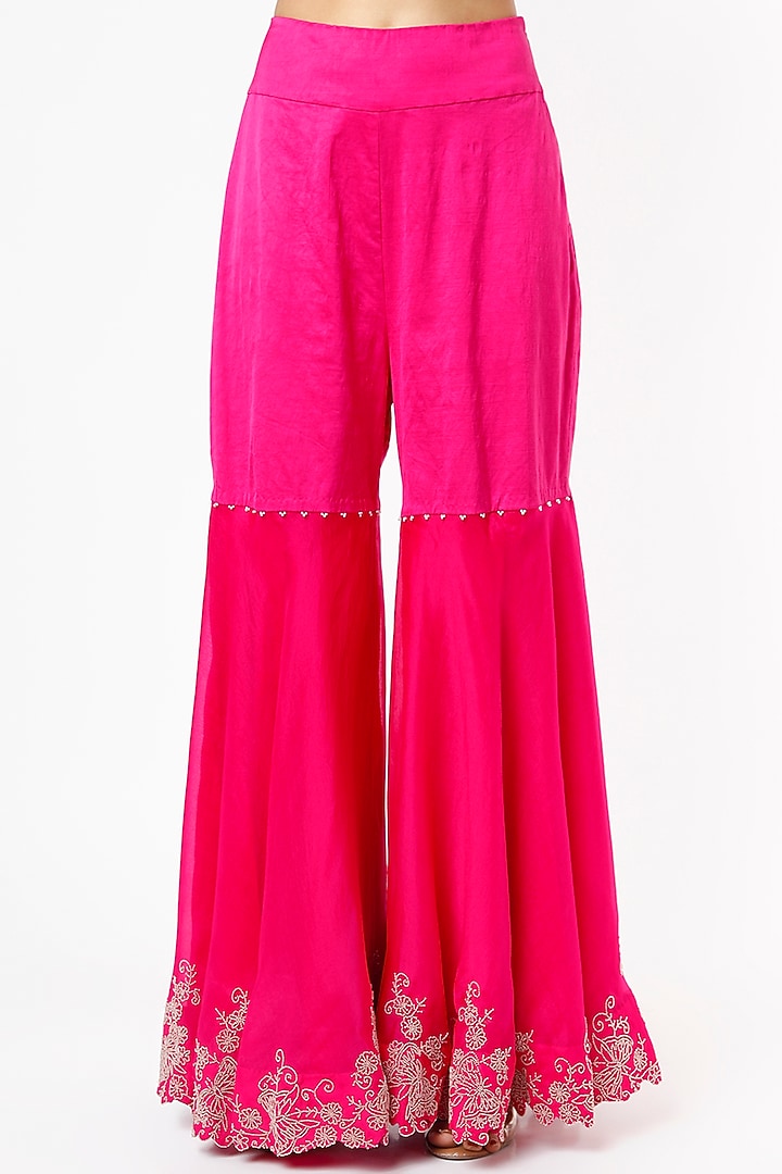 Rani Pink Organza Gharara Set by Minaxi Dadoo at Pernia's Pop Up Shop
