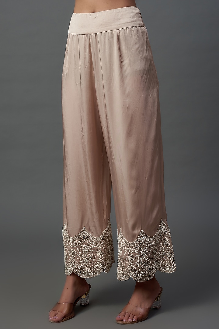 Ivory Crushed Dupion Embroidered Kaftan Set by Minaxi Dadoo at Pernia's Pop Up Shop