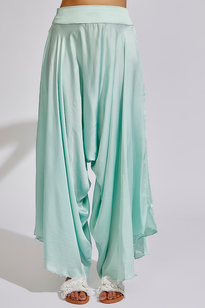 Powder Blue Organza Embroidered Cape Set by Minaxi Dadoo at Pernia's Pop Up Shop