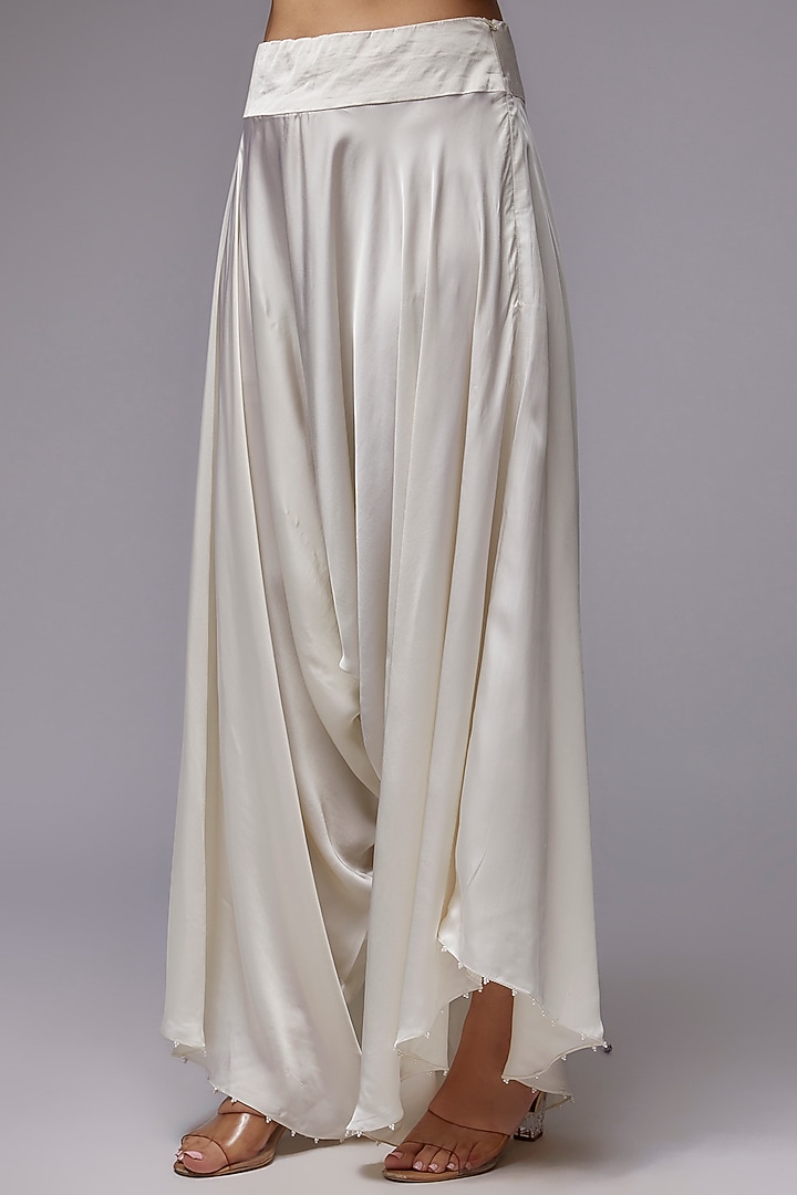 Ivory Dupion Silk Embroidered Cape Set by Minaxi Dadoo at Pernia's Pop Up Shop