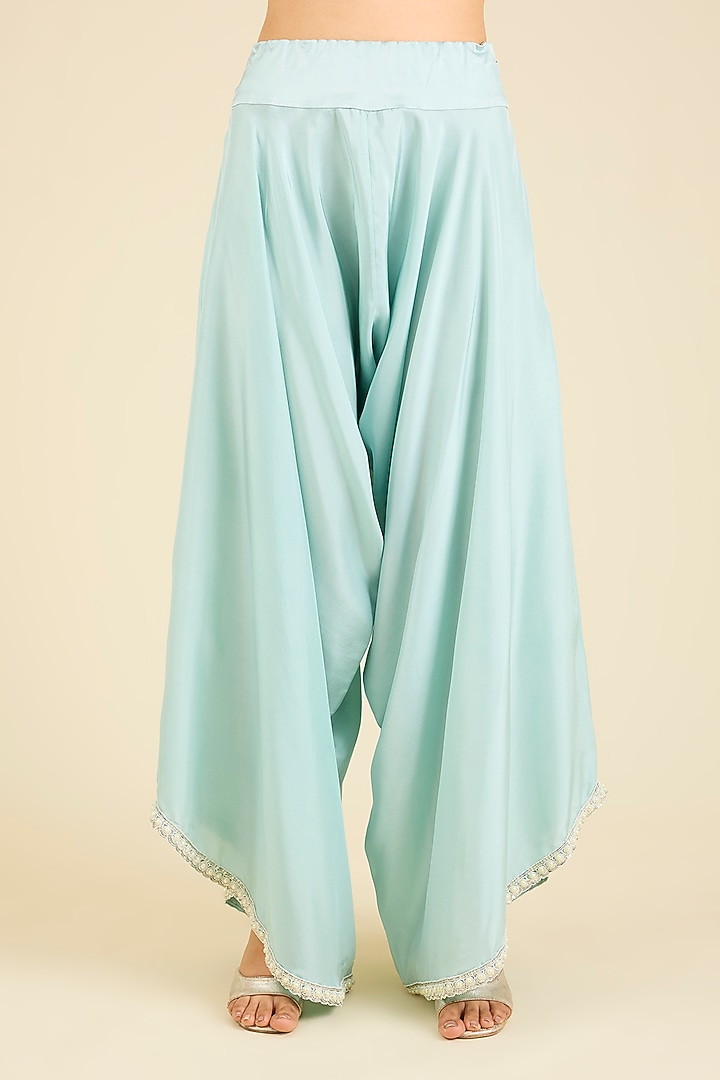 Powder Blue Organza Embroidered Cape Set by Minaxi Dadoo at Pernia's Pop Up Shop