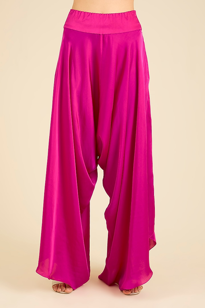 Pink Dupion & Satin Thread Embroidered Cape Set by Minaxi Dadoo at Pernia's Pop Up Shop