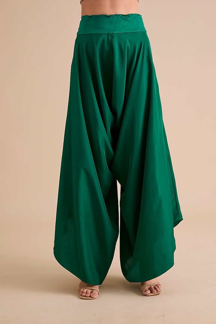 Emerald Green Dupion Silk Cape Set by Minaxi Dadoo at Pernia's Pop Up Shop
