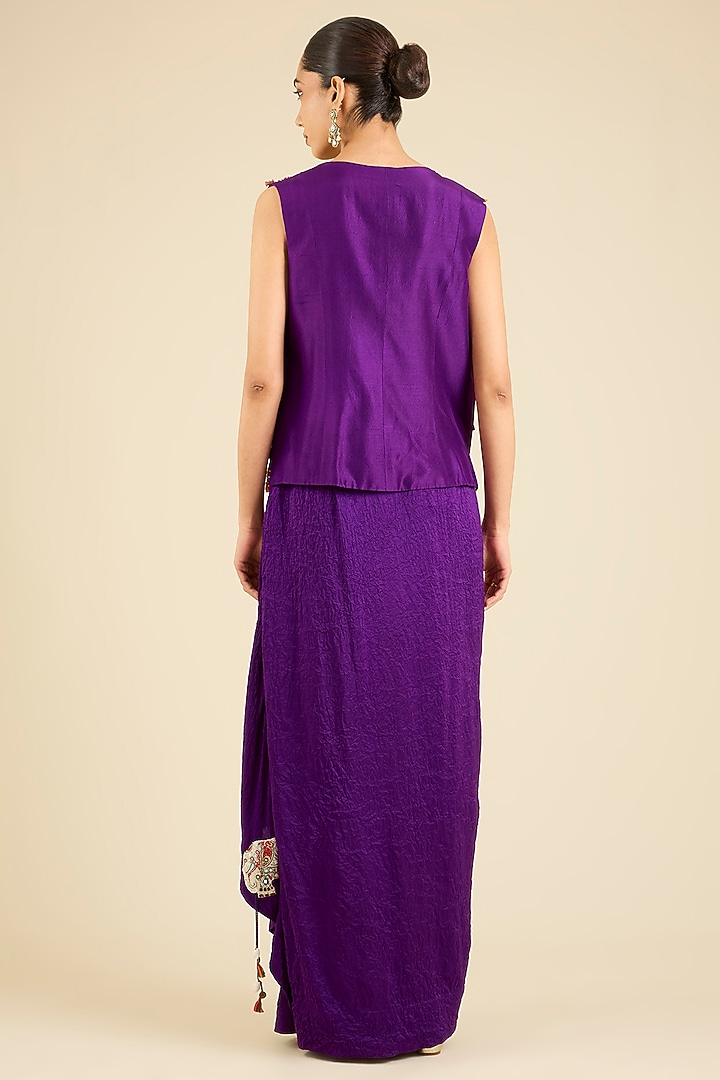 Purple Dupion & Silk Thread Embroidered Cape Set by Minaxi Dadoo at Pernia's Pop Up Shop