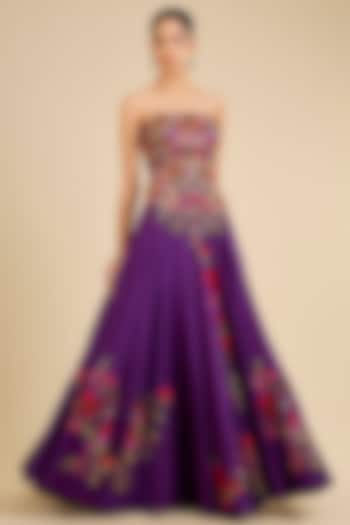 Purple Silk Skirt Set by Minaxi Dadoo at Pernia's Pop Up Shop