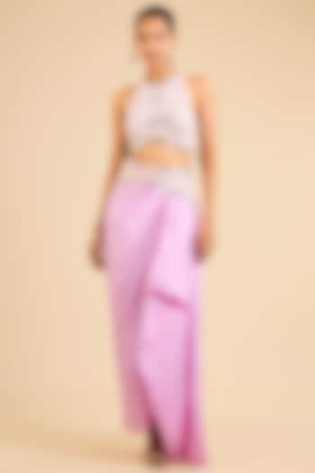 Lavender Silk Pick-Up Skirt Set by Minaxi Dadoo at Pernia's Pop Up Shop