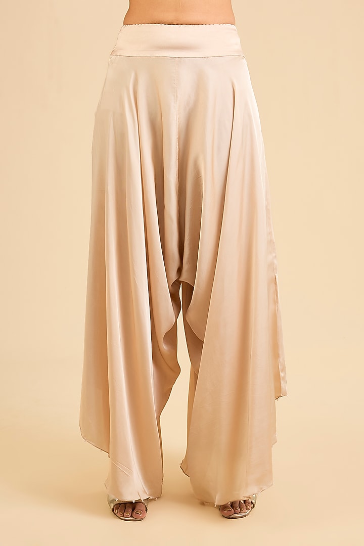 Beige Dupion Embroidered Short Kurta Set by Minaxi Dadoo at Pernia's Pop Up Shop