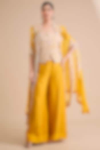 Mango Yellow Satin Pant Set by Minaxi Dadoo at Pernia's Pop Up Shop