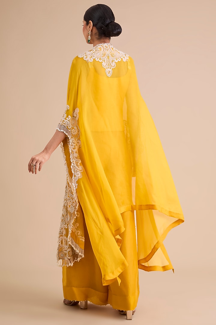 Mango Yellow Satin Pant Set by Minaxi Dadoo at Pernia's Pop Up Shop