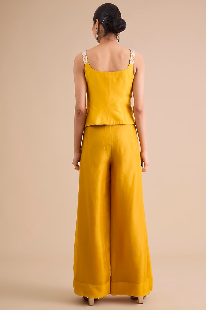 Mango Yellow Satin Pant Set by Minaxi Dadoo at Pernia's Pop Up Shop