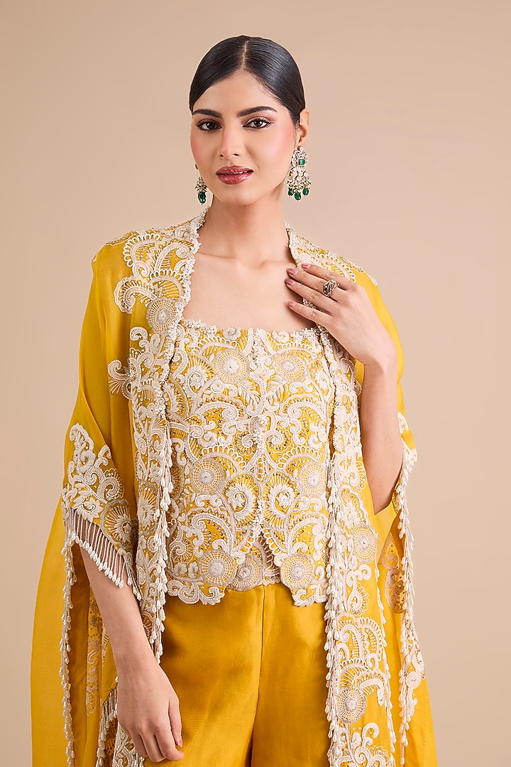 Mango Yellow Satin Pant Set by Minaxi Dadoo at Pernia's Pop Up Shop