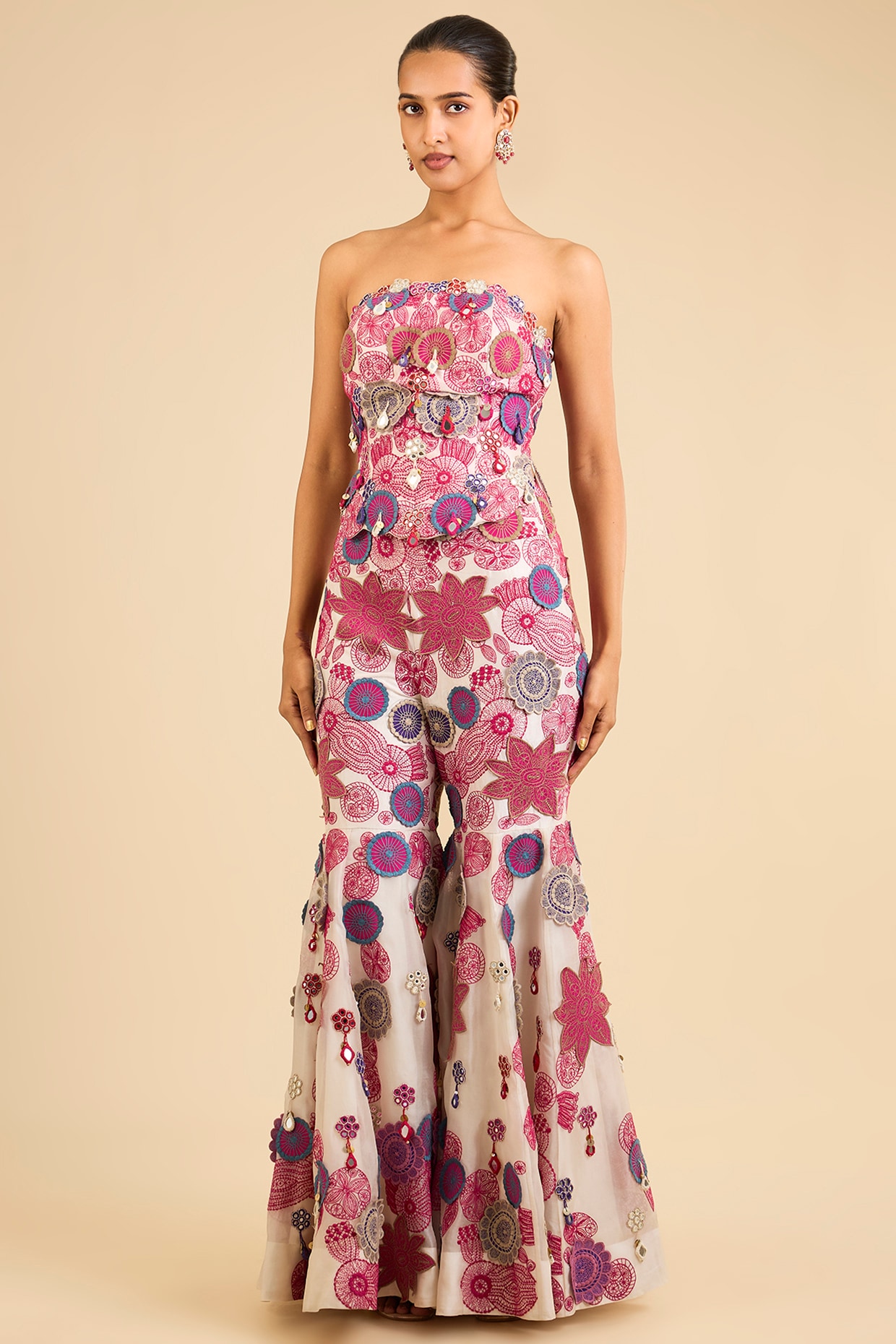 Minaxi Dadoo Multi-Colored Silk Gharara Set