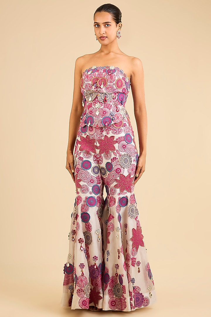 Multi-Colored Silk Gharara Set by Minaxi Dadoo at Pernia's Pop Up Shop