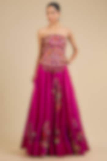 Rani Pink Silk Skirt Set by Minaxi Dadoo at Pernia's Pop Up Shop