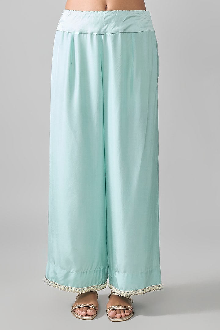 Blue China Dupion Embellished Co-Ord Set by Minaxi Dadoo at Pernia's Pop Up Shop