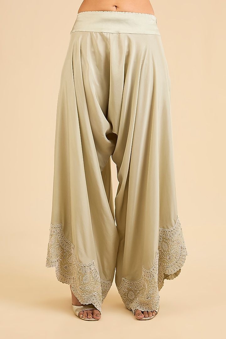 Sage Green Dupion Cape Set by Minaxi Dadoo at Pernia's Pop Up Shop