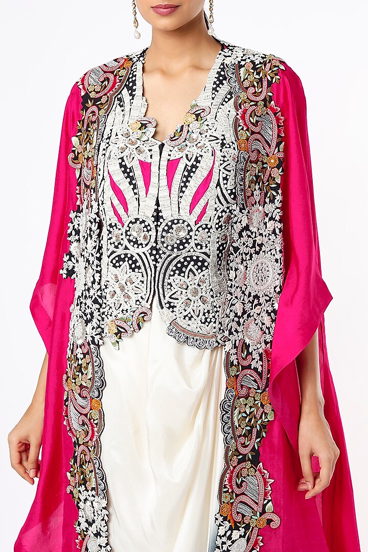 Fuchsia Dupion Cape Set by Minaxi Dadoo at Pernia's Pop Up Shop