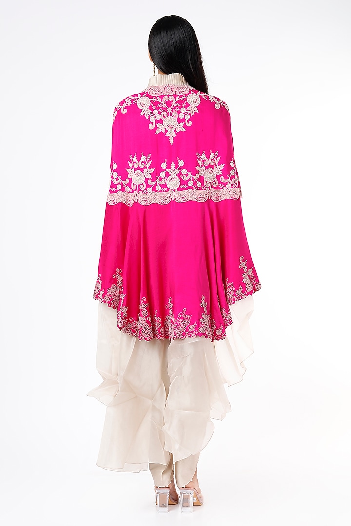 Rani Pink Embroidered Cape Set by Minaxi Dadoo at Pernia's Pop Up Shop