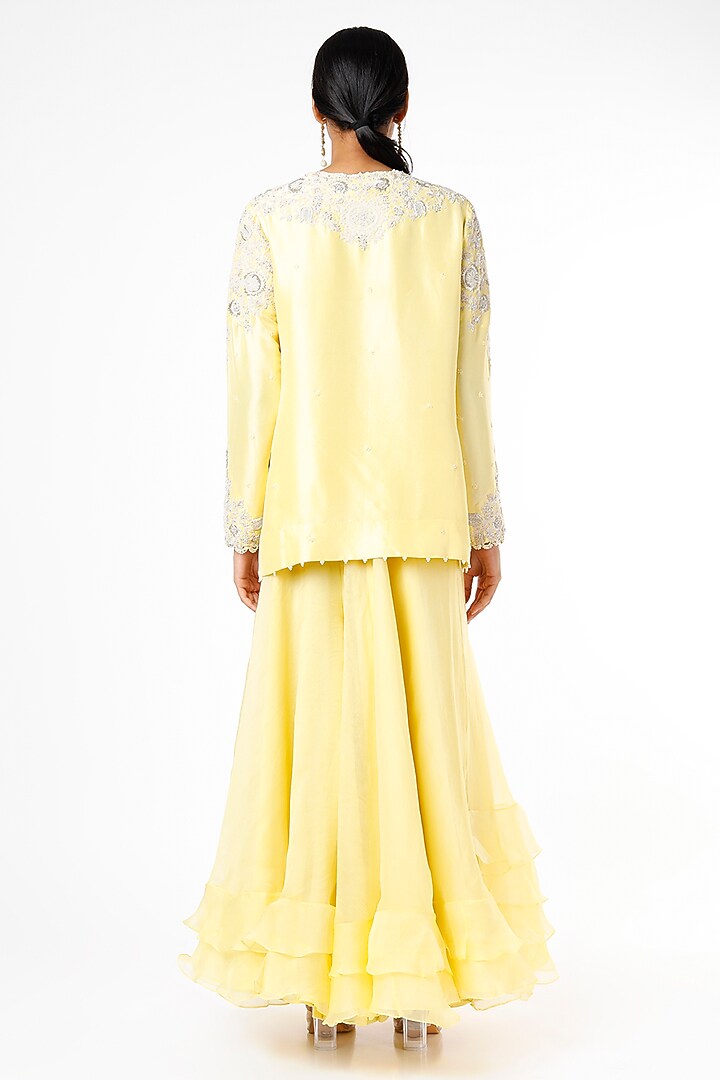 Yellow Organza Bridal Sharara Set by Minaxi Dadoo at Pernia's Pop Up Shop