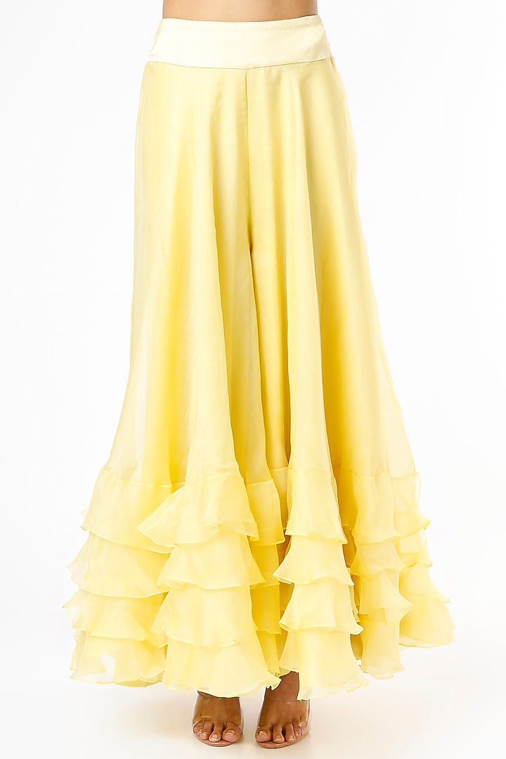 Yellow Organza Bridal Sharara Set by Minaxi Dadoo at Pernia's Pop Up Shop
