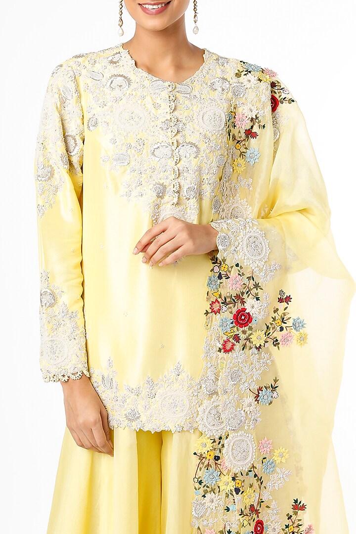 Yellow Organza Bridal Sharara Set by Minaxi Dadoo at Pernia's Pop Up Shop