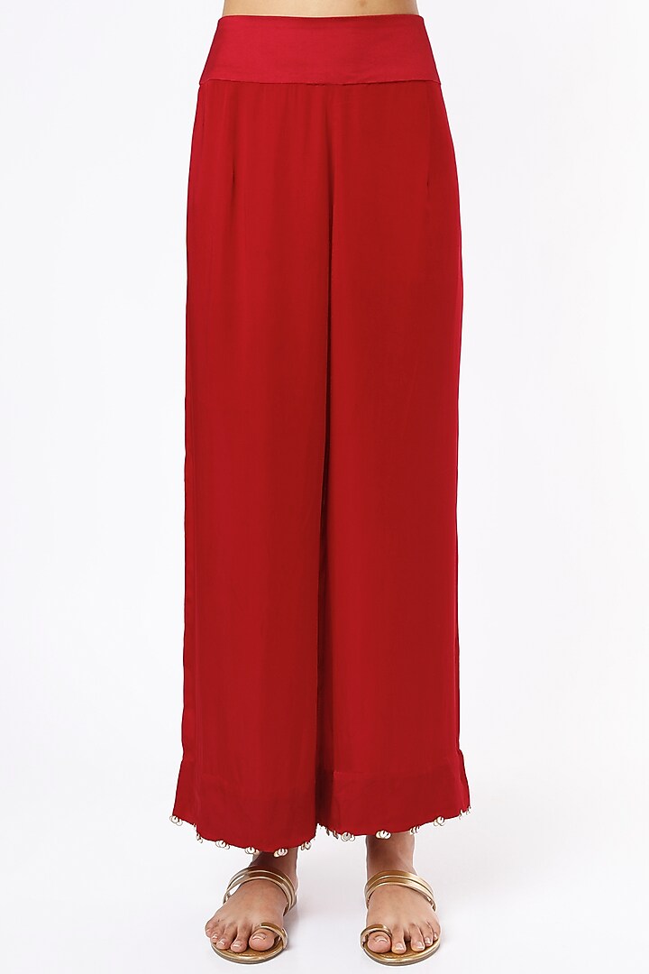 Red Embroidered Kurta Set by Minaxi Dadoo at Pernia's Pop Up Shop
