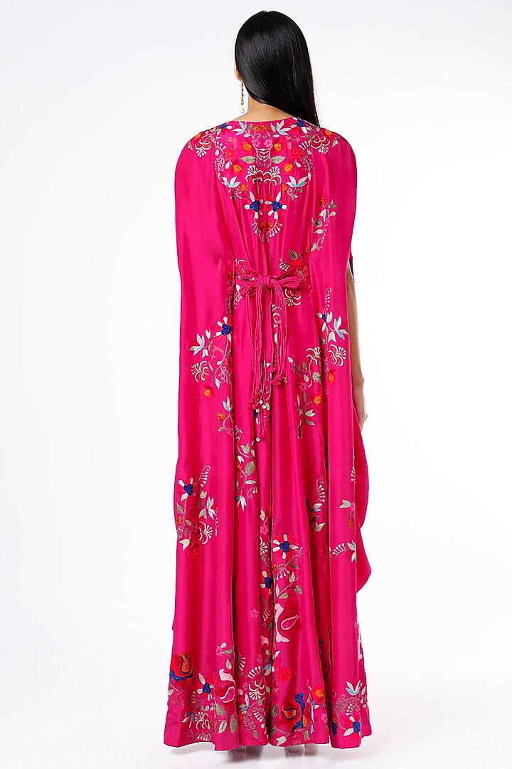 Rani Pink Embroidered Kaftan Set by Minaxi Dadoo at Pernia's Pop Up Shop