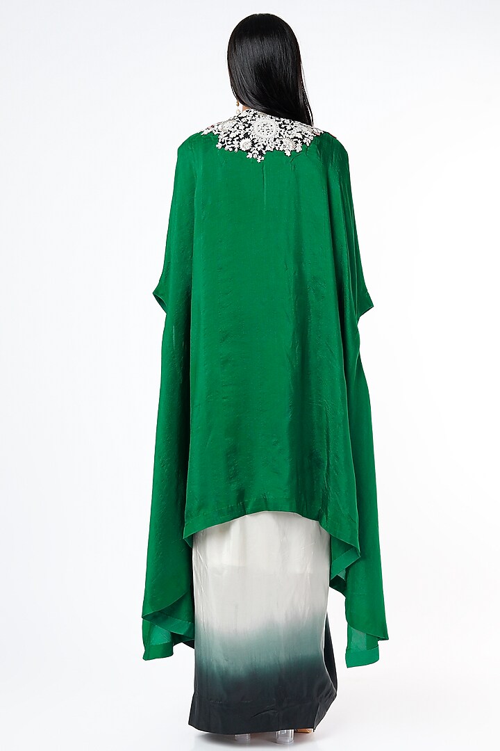Green Embroidered Cape Set by Minaxi Dadoo at Pernia's Pop Up Shop