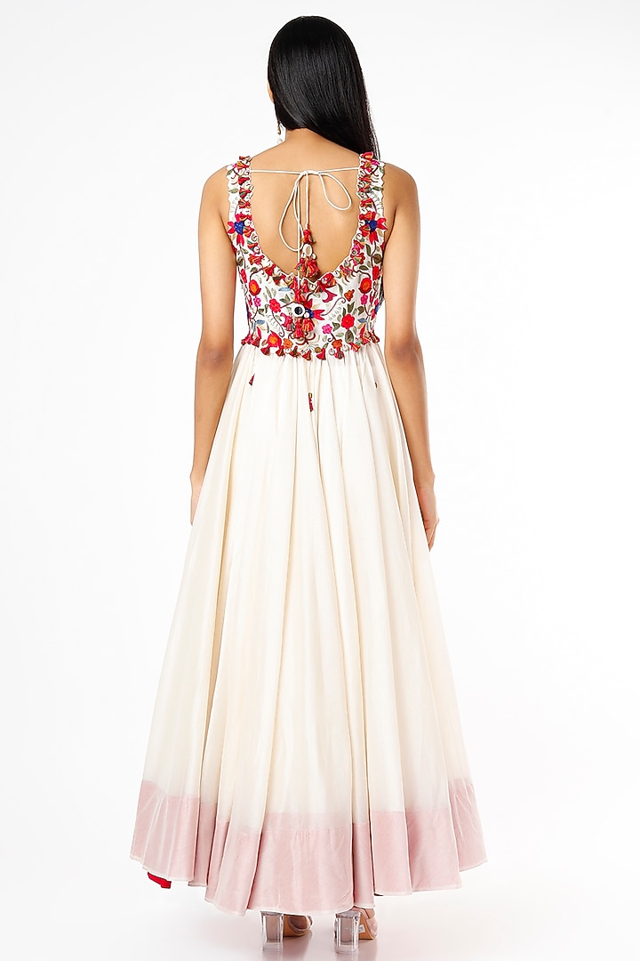 Ivory Embroidered Bridal Anarkali Set by Minaxi Dadoo at Pernia's Pop Up Shop